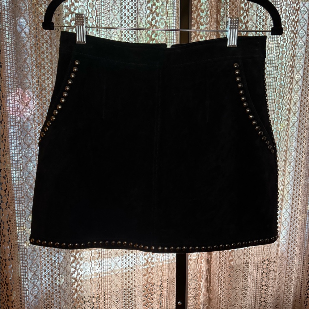 VTG Black Suede Studded Skirt